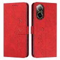 For Realme C67 4G Global Skin Feel Heart Embossed Leather Phone Case with Long Lanyard(Red)