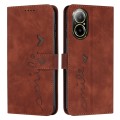 For Realme C67 4G Global Skin Feel Heart Embossed Leather Phone Case with Long Lanyard(Brown)