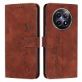 For Realme 12 5G Skin Feel Heart Embossed Leather Phone Case with Long Lanyard(Brown)