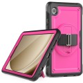 For Samsung Galaxy Tab A9 Honeycomb Hand Grip Turntable Stand Tablet Case(Rose Red)
