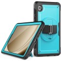 For Samsung Galaxy Tab A9 Honeycomb Hand Grip Turntable Stand Tablet Case(Light Blue)