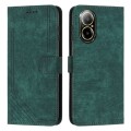 For Realme C67 4G Global Skin Feel Stripe Pattern Leather Phone Case with Long Lanyard(Green)