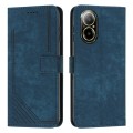 For Realme C67 4G Global Skin Feel Stripe Pattern Leather Phone Case with Long Lanyard(Blue)