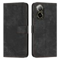 For Realme C67 4G Global Skin Feel Stripe Pattern Leather Phone Case with Long Lanyard(Black)