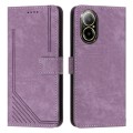 For Realme C67 4G Global Skin Feel Stripe Pattern Leather Phone Case with Long Lanyard(Purple)