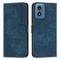 For Motorola Moto G04/G24 Skin Feel Stripe Pattern Leather Phone Case with Long Lanyard(Blue)