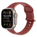 For Apple Watch Ultra 2 49mm Butterfly Flower Embossed Silicone Watch Band(Brick Red)