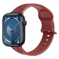 For Apple Watch SE 2022 44mm Butterfly Flower Embossed Silicone Watch Band(Brick Red)