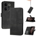 For Tecno Camon 20 Premier Cubic Skin Feel Flip Leather Phone Case(Black)