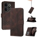 For Tecno Camon 20 Premier Cubic Skin Feel Flip Leather Phone Case(Brown)