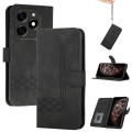 For Tecno Spark 20 Cubic Skin Feel Flip Leather Phone Case(Black)