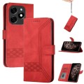For Tecno Spark 20 Cubic Skin Feel Flip Leather Phone Case(Red)