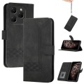 For Tecno Spark 20 Pro Cubic Skin Feel Flip Leather Phone Case(Black)