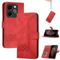 For Infinix Hot 40i Cubic Skin Feel Flip Leather Phone Case(Red)