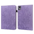 For Lenovo Tab M11 / Xiaoxin Pad 11 2024 Lace Flower Embossing Pattern Leather Tablet Case(Purple)