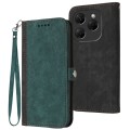 For Tecno Spark 20 Pro Side Buckle Double Fold Hand Strap Leather Phone Case(Dark Green)