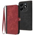 For Tecno Spark 20 Side Buckle Double Fold Hand Strap Leather Phone Case(Red)