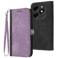 For Tecno Spark 20 Side Buckle Double Fold Hand Strap Leather Phone Case(Purple)