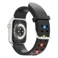 For Apple Watch Series 8 45mm Luminous Colorful Light Silicone Watch Band(Black)