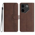 For Tecno Camon 20/20 Pro 4G Heart Pattern Skin Feel Leather Phone Case(Brown)