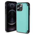 For iPhone 12 Pro Max 3 in 1 Flip Holder Phone Case(Cyan)