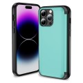 For iPhone 14 Pro Max 3 in 1 Flip Holder Phone Case(Cyan)