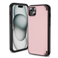 For iPhone 15 3 in 1 Flip Holder Phone Case(Pink)