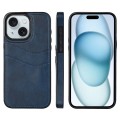 For iPhone 15 Plus Litchi Leather Skin Card Slots Phone Case(Blue)