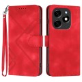 For Tecno Spark 20 Line Pattern Skin Feel Leather Phone Case(Red)