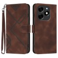 For Tecno Spark 20 Line Pattern Skin Feel Leather Phone Case(Coffee)