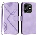 For Tecno Spark 20 Line Pattern Skin Feel Leather Phone Case(Light Purple)