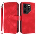For Tecno Camon 20 Premier Line Pattern Skin Feel Leather Phone Case(Red)