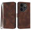 For Tecno Camon 20 Premier Line Pattern Skin Feel Leather Phone Case(Coffee)