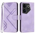 For Tecno Camon 20 Premier Line Pattern Skin Feel Leather Phone Case(Light Purple)