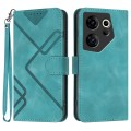 For Tecno Camon 20 Premier Line Pattern Skin Feel Leather Phone Case(Light Blue)