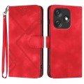 For Tecno Spark 10C Line Pattern Skin Feel Leather Phone Case(Red)