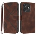 For Tecno Spark 10C Line Pattern Skin Feel Leather Phone Case(Coffee)