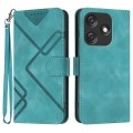 For Tecno Spark 10C Line Pattern Skin Feel Leather Phone Case(Light Blue)