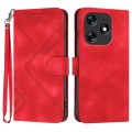 For Tecno Spark 10 4G Line Pattern Skin Feel Leather Phone Case(Red)
