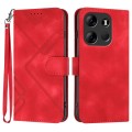 For Tecno Spark Go 2023 Line Pattern Skin Feel Leather Phone Case(Red)