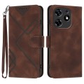 For Tecno Spark 10 Pro Line Pattern Skin Feel Leather Phone Case(Coffee)