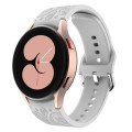 For Samsung Galaxy Watch 6 Ethnic Style Flowers Embossed Silicone Watch Band(Light Grey)