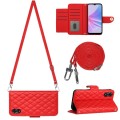 For OPPO A78 5G / A58 5G Rhombic Texture Flip Leather Phone Case with Long Lanyard(Red)