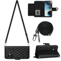 For OnePlus CE 3 Lite 5G / Nord N30 Rhombic Texture Flip Leather Phone Case with Long Lanyard(Black)