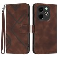 For Infinix Hot 40i Line Pattern Skin Feel Leather Phone Case(Coffee)