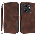 For Infinix Smart 8 Line Pattern Skin Feel Leather Phone Case(Coffee)