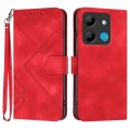 For Infinix Smart 7 Line Pattern Skin Feel Leather Phone Case(Red)
