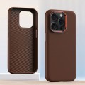 For iPhone 12 Pro Metal Lens Frame Leather Full Coverage Shockproof Phone Case(Brown)