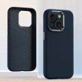 For iPhone 14 Plus Metal Lens Frame Leather Full Coverage Shockproof Phone Case(Blue)