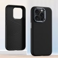 For iPhone 15 Pro Metal Lens Frame Leather Full Coverage Shockproof Phone Case(Black)